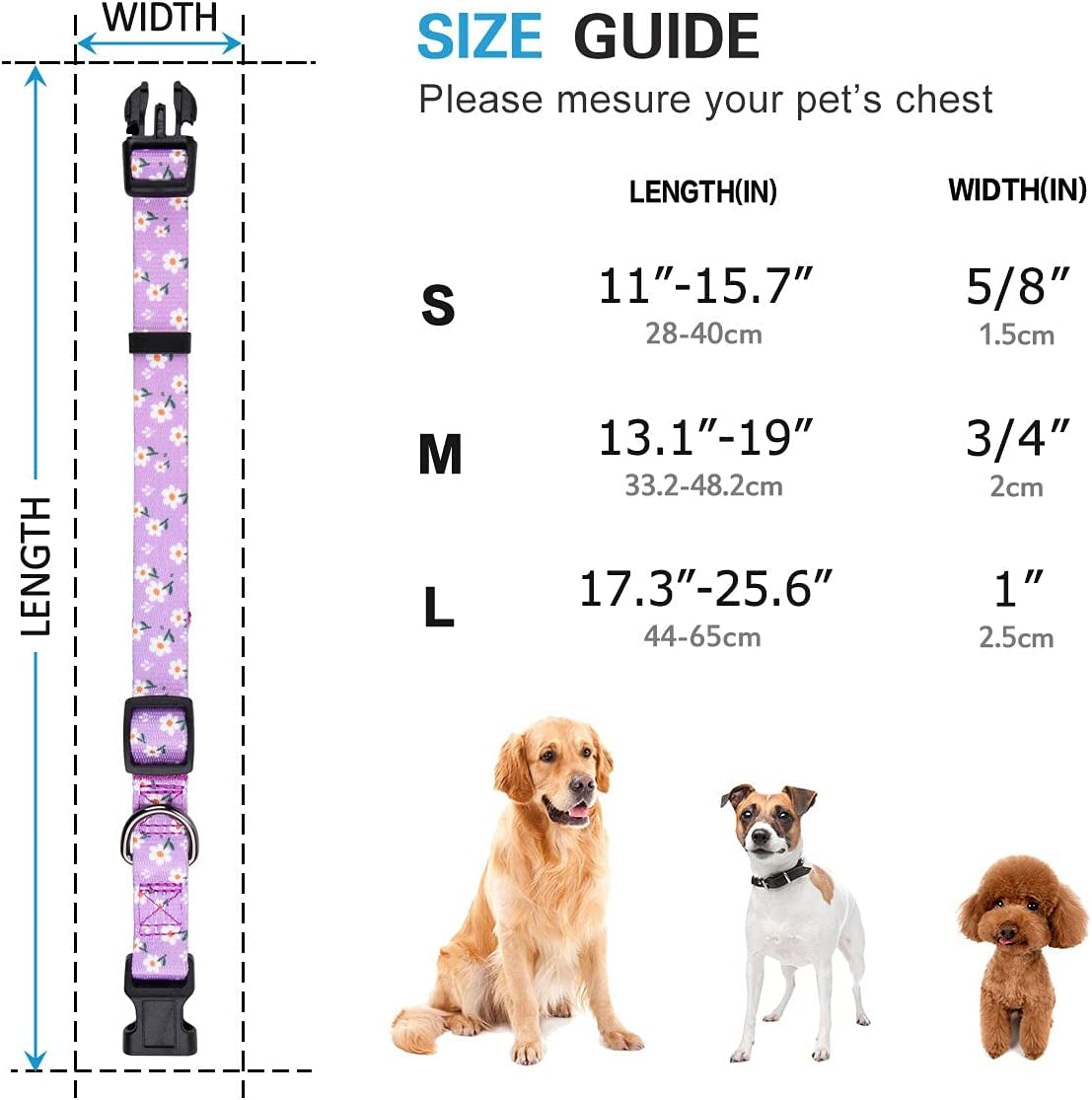 Charming Daisy Floral Dog Collar for Small Pups - Adorn Your Furry Friend in Lavender