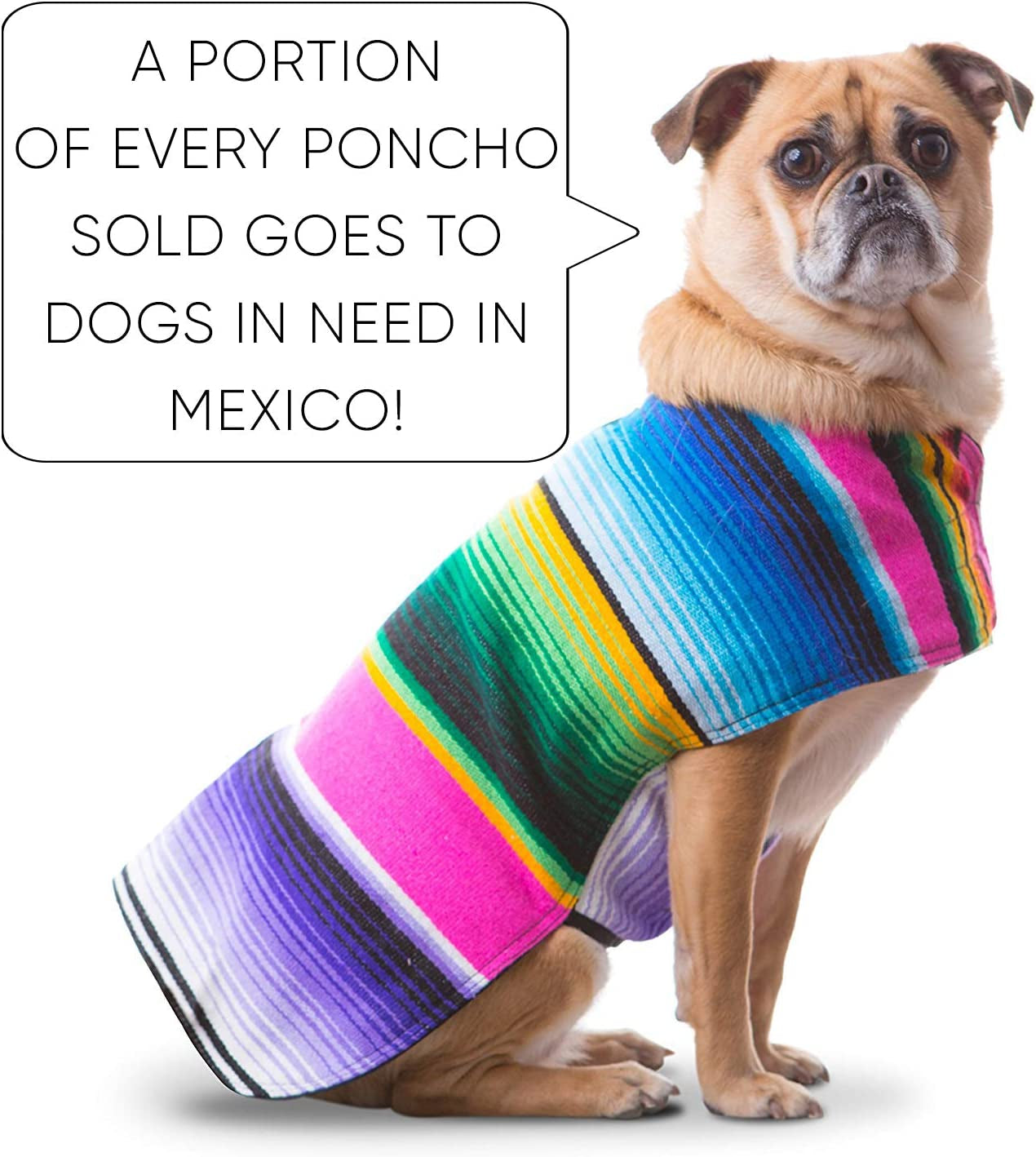 Dog Clothes - Handmade Dog Poncho from Authentic Mexican Blanket by  (Pink, Large)