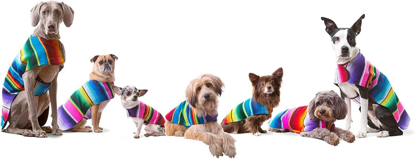 Dog Clothes - Handmade Dog Poncho from Authentic Mexican Blanket by  (Pink, Large)