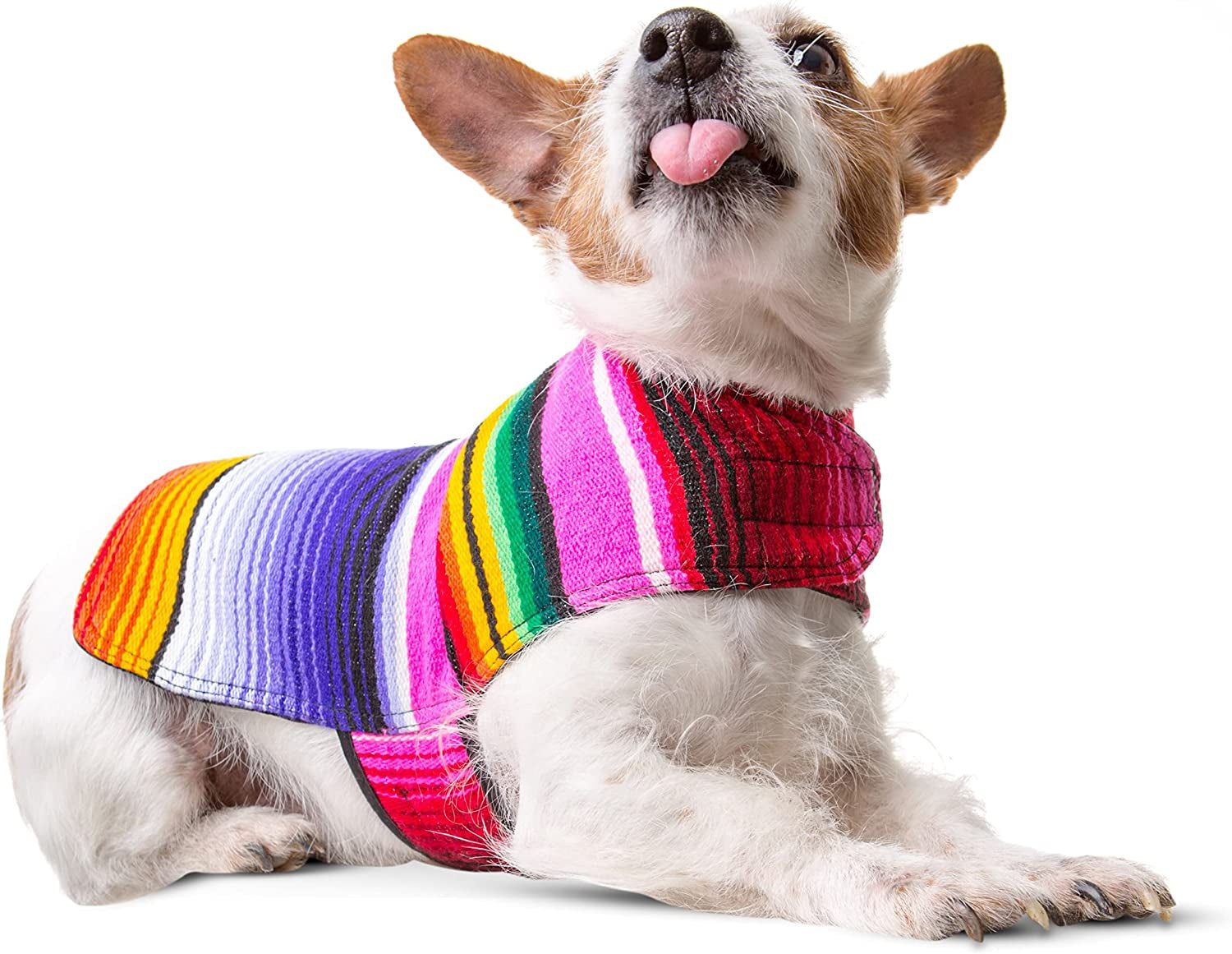 Dog Clothes - Handmade Dog Poncho from Authentic Mexican Blanket by  (Pink, Large)