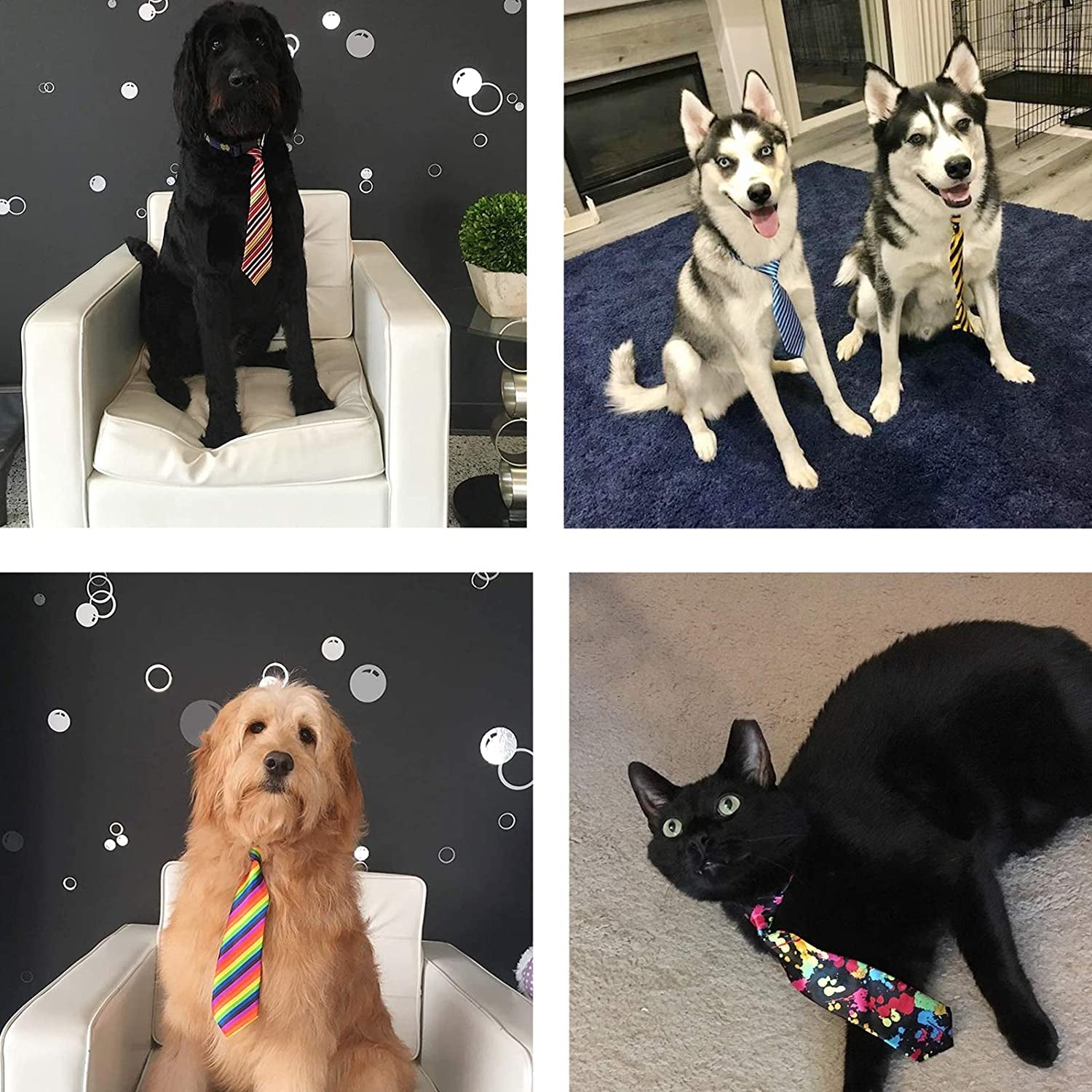 Dog Ties 30 PCS Dog Neckties, Adjustable Neck Ties and Bows for Medium Large Pets Festival Formal Bulk Pet Bowties Collar Grooming Accessories Holiday Birthday Wedding Costumes