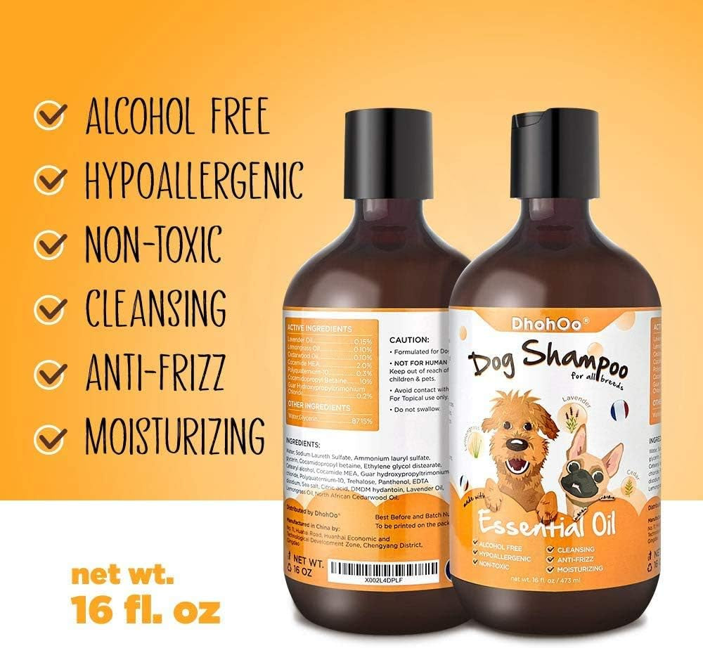 2-In-1 Dog Shampoo and Conditioner with Brush, Relief Skin Itchy Dry Dog Shampoo, All Natural Ingredients Dog Puppy Shampoo Suit Sensitive Skin Help Hair Growth Healthy-16 Oz