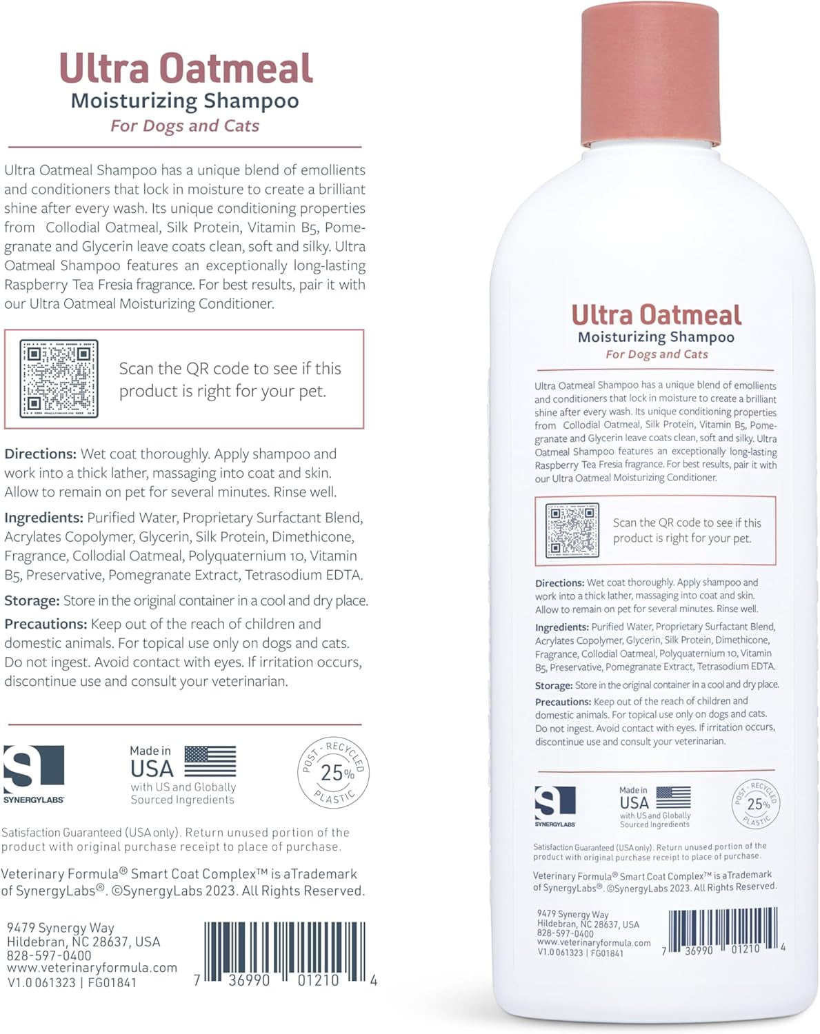Smart Coat Complex Ultra Oatmeal Moisturizing Shampoo for Dogs, 17 Fl Oz – Moisture-Rich, Nourishing Shampoo – Leaves Coat Clean, Soft, Silky, Shiny – Long-Lasting Fragrance