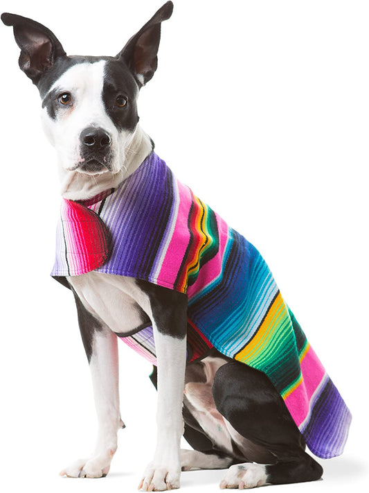 Dog Clothes - Handmade Dog Poncho from Authentic Mexican Blanket by  (Pink, Large)