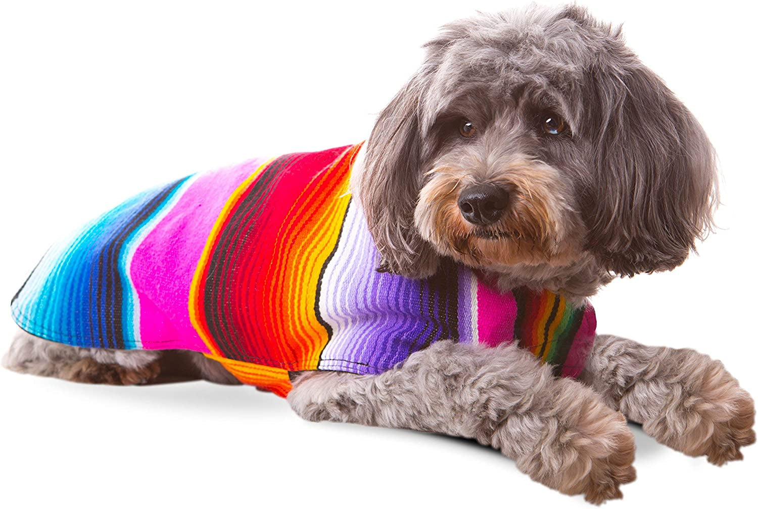 Dog Clothes - Handmade Dog Poncho from Authentic Mexican Blanket by  (Pink, Large)