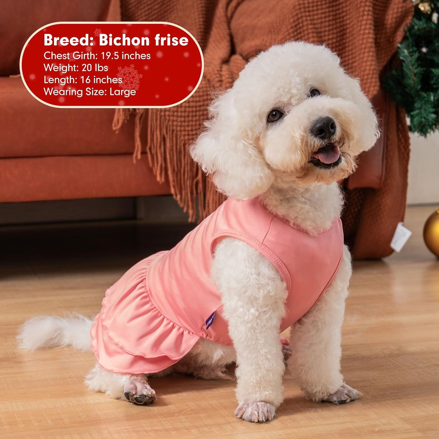 2 Pack Dog Christmas Dress Puppy Dress Soft Breathable Dog Clothes for Small Dogs Girl Snowman Holiday Outfit Pet Apparel, XS