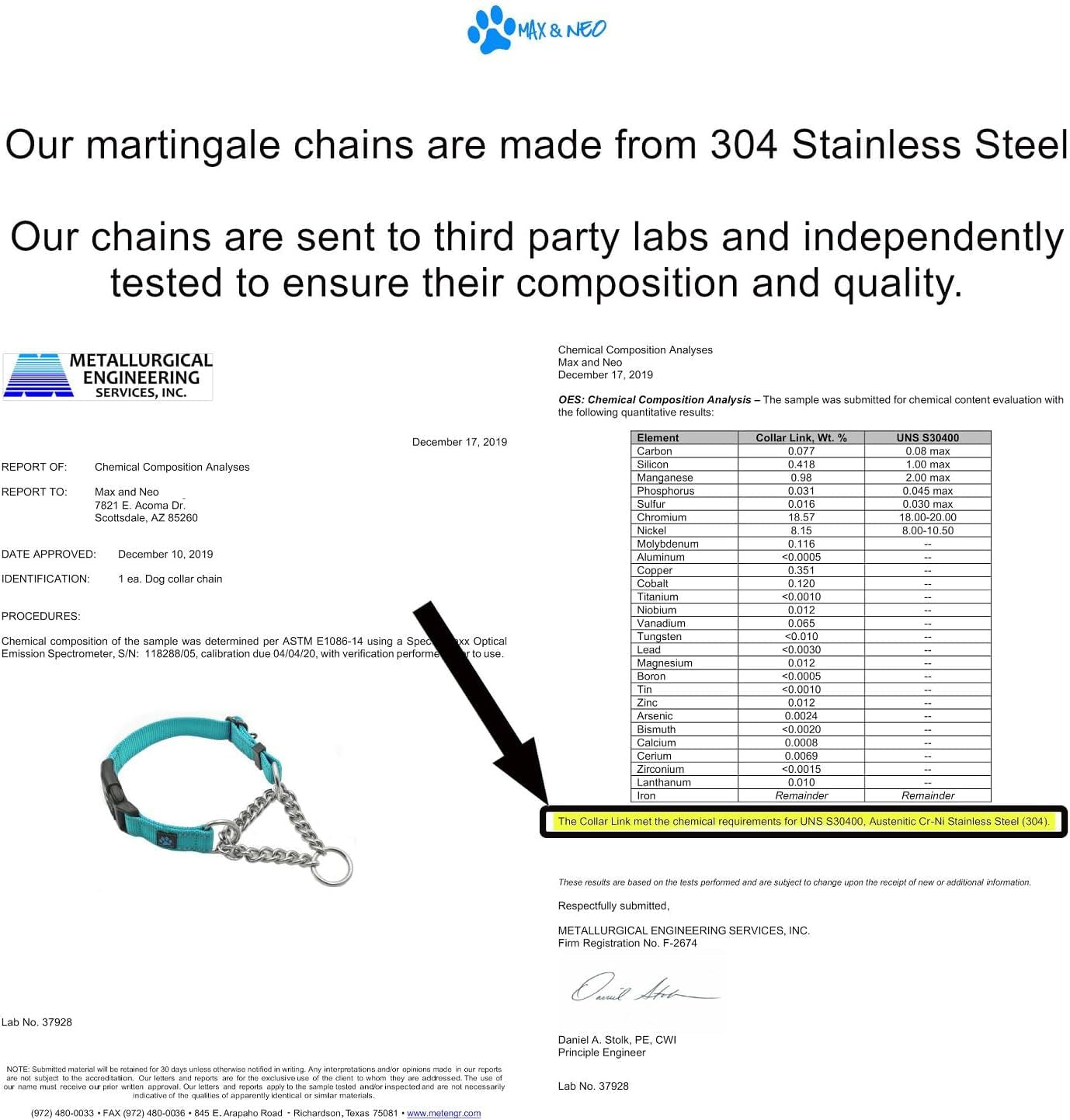Stainless Steel Chain Martingale Collar - Supporting Dog Rescues with Every Purchase (Small, Orange)