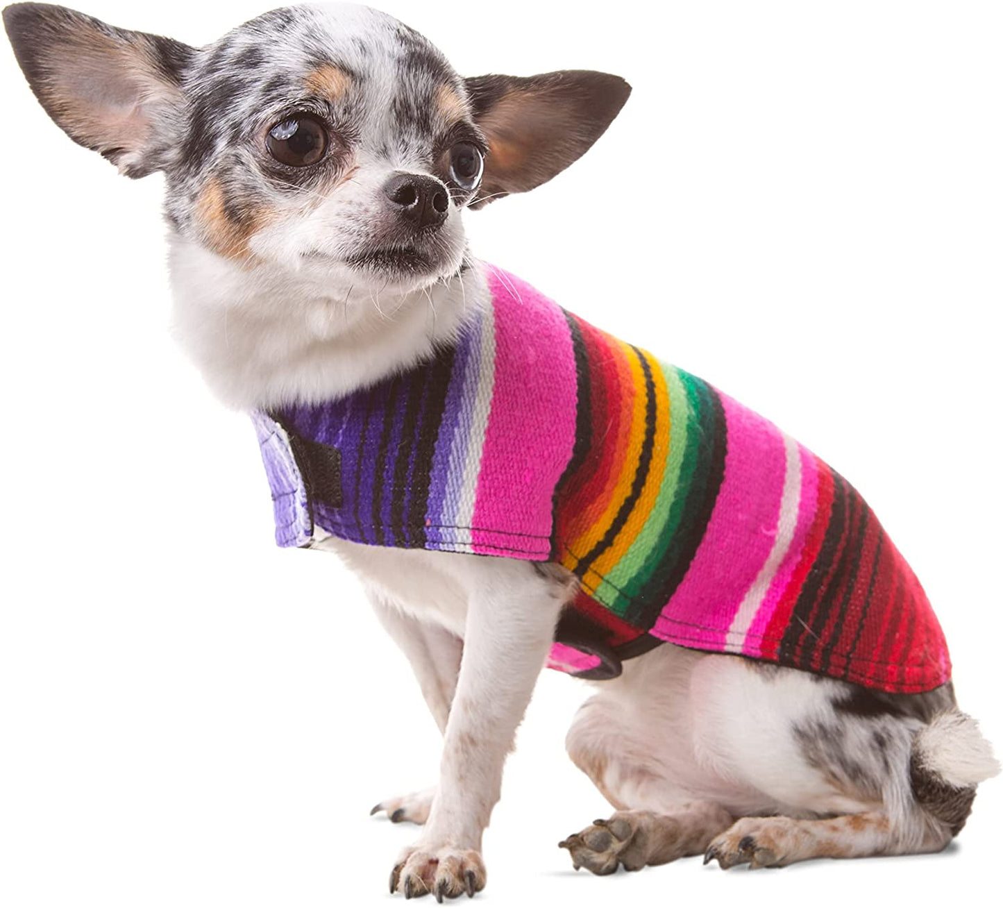 Dog Clothes - Handmade Dog Poncho from Authentic Mexican Blanket by  (Pink, Large)