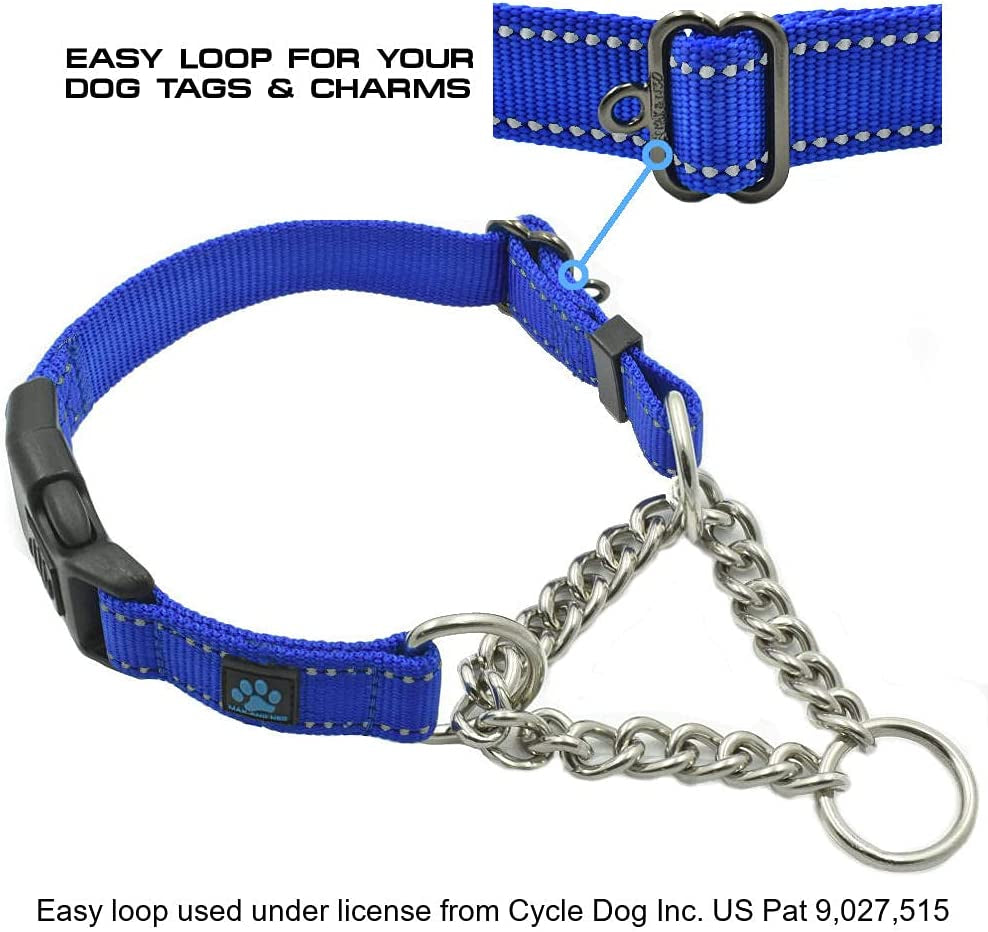 Stainless Steel Chain Martingale Collar - Supporting Dog Rescues with Every Purchase (Small, Orange)