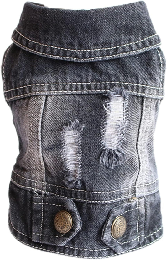 Pet Vests Dog Denim Jacket Hoodies Puppy Jacket for Small Medium Dogs (XS, Black)