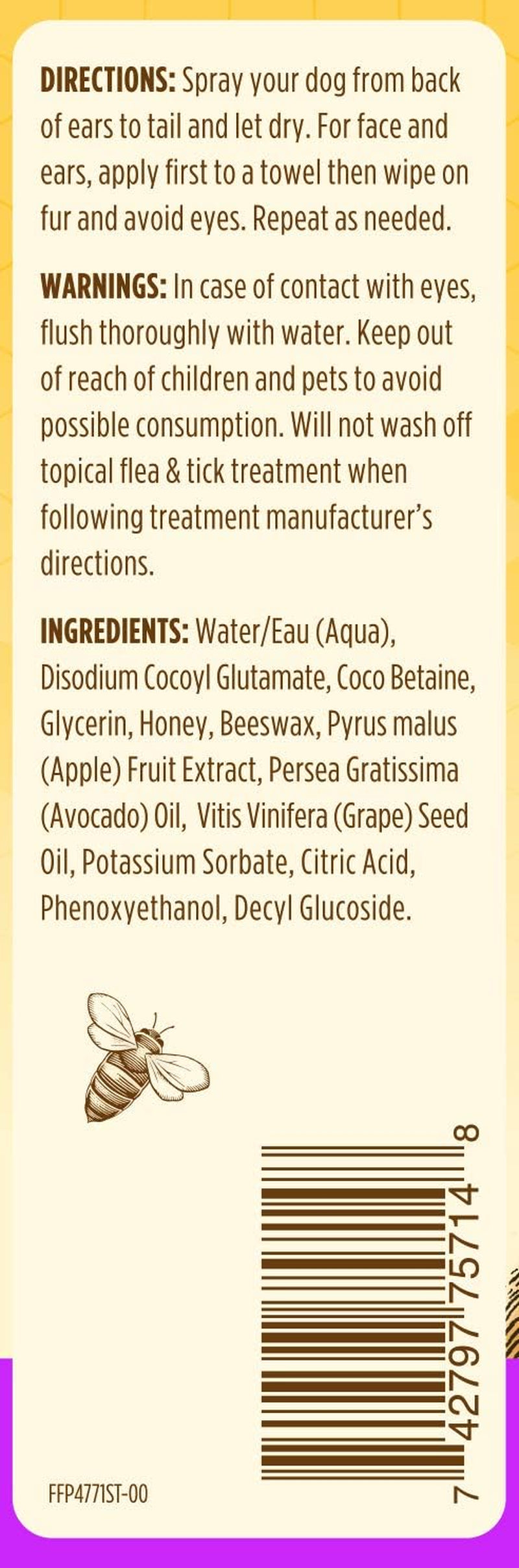 for Dogs Natural Waterless Shampoo Spray for Dogs | Made with Apple and Honey | Quick & Easy Way to Bathe Your Dog | Sulfate & Paraben Free, Made in USA | 10 Oz - 3 Pack